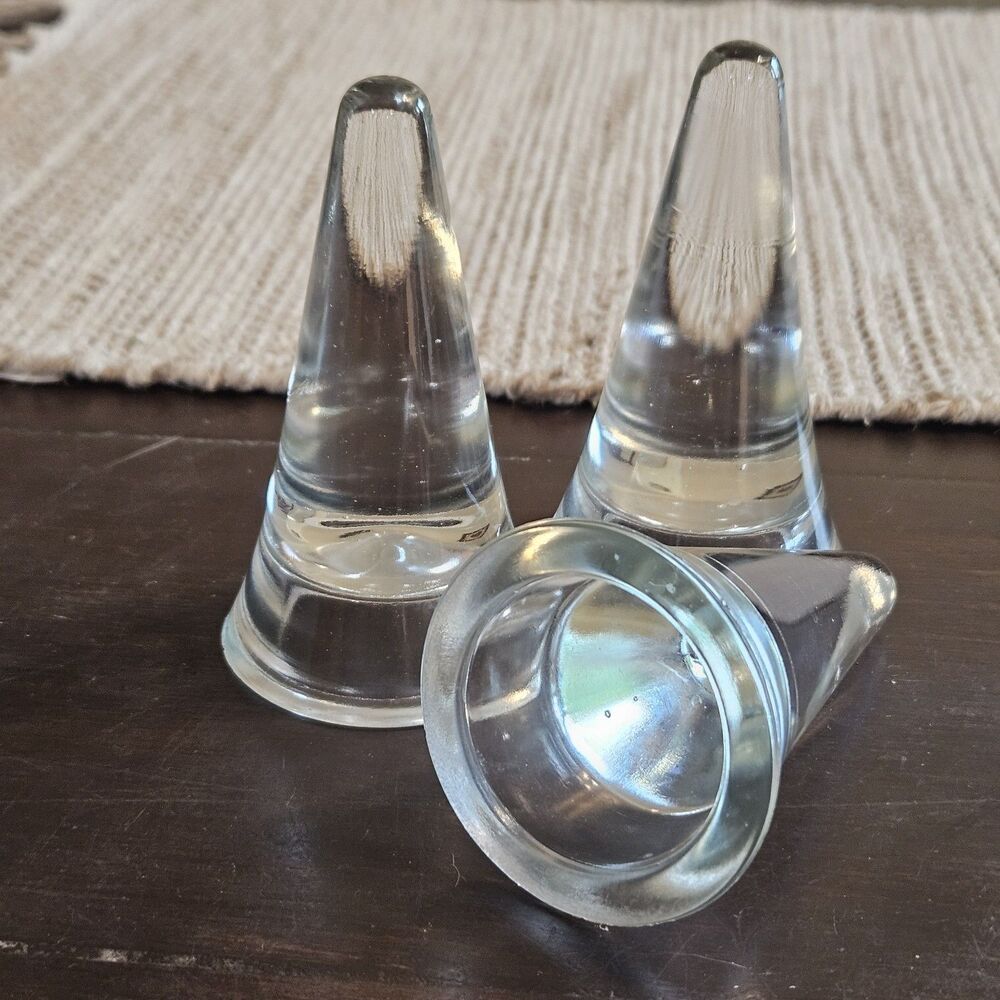 Vintage Heavy Glass Cone Candle Holder Inserts  Replacements for   Votive Holder